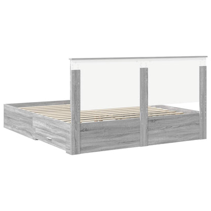Letto con Contenitore con testiera Grigio Sonoma 180 x 200 cm | homemem39