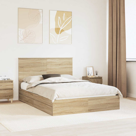 Letto con Contenitore con testiera Rovere Sonoma 160 x 200 cm | homemem39