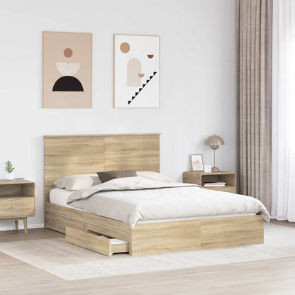 Letto con Contenitore con testiera Rovere Sonoma 160 x 200 cm | homemem39