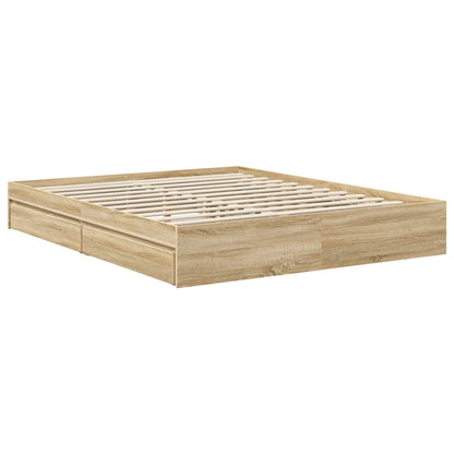 Letto con Contenitore con testiera Rovere Sonoma 160 x 200 cm | homemem39