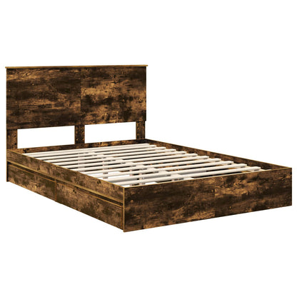 Letto con Contenitore con testiera Rovere fumé 160 x 200 cm | homemem39