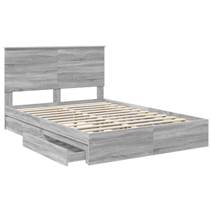 Letto con Contenitore con testiera Grigio Sonoma 160 x 200 cm | homemem39