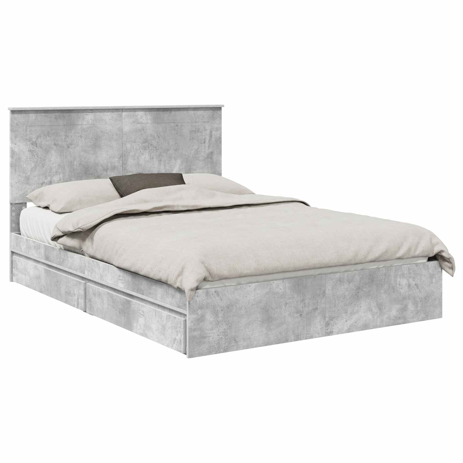 Letto con Contenitore con testiera Grigio cemento 150 x 200 cm | homemem39
