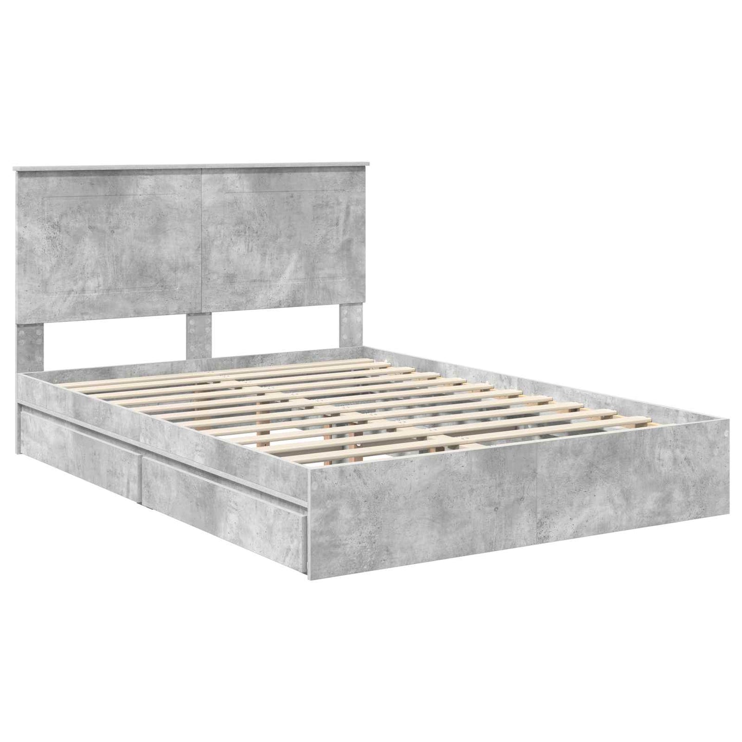 Letto con Contenitore con testiera Grigio cemento 150 x 200 cm | homemem39