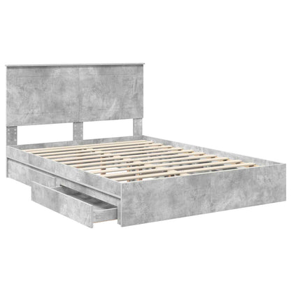 Letto con Contenitore con testiera Grigio cemento 150 x 200 cm | homemem39