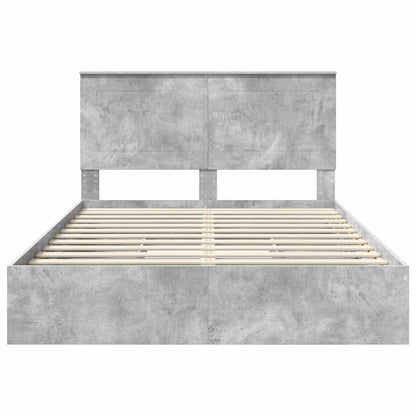 Letto con Contenitore con testiera Grigio cemento 150 x 200 cm | homemem39