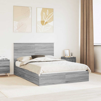 Letto con Contenitore con testiera Grigio Sonoma 150 x 200 cm