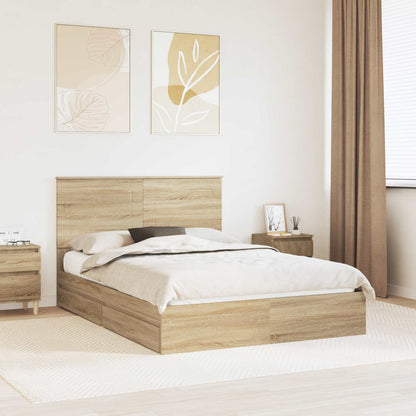 Letto con Contenitore con testiera Rovere Sonoma 140 x 190 cm | homemem39