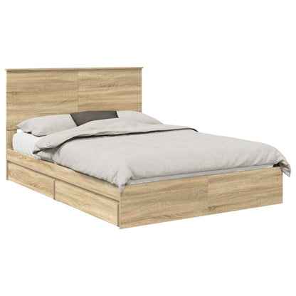 Letto con Contenitore con testiera Rovere Sonoma 140 x 190 cm | homemem39