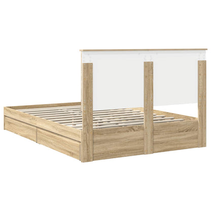 Letto con Contenitore con testiera Rovere Sonoma 140 x 200 cm | homemem39