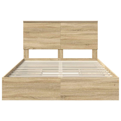 Letto con Contenitore con testiera Rovere Sonoma 140 x 200 cm | homemem39