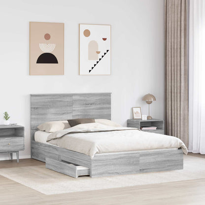 Letto con Contenitore con testiera Grigio Sonoma 140 x 200 cm | homemem39
