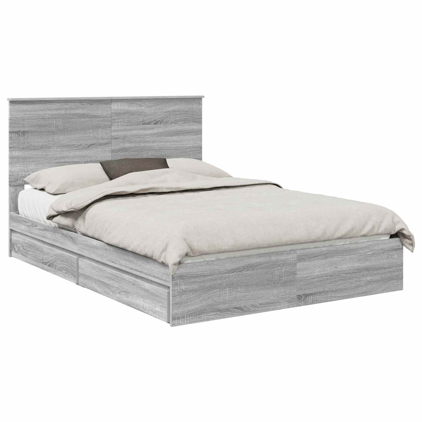 Letto con Contenitore con testiera Grigio Sonoma 140 x 200 cm | homemem39