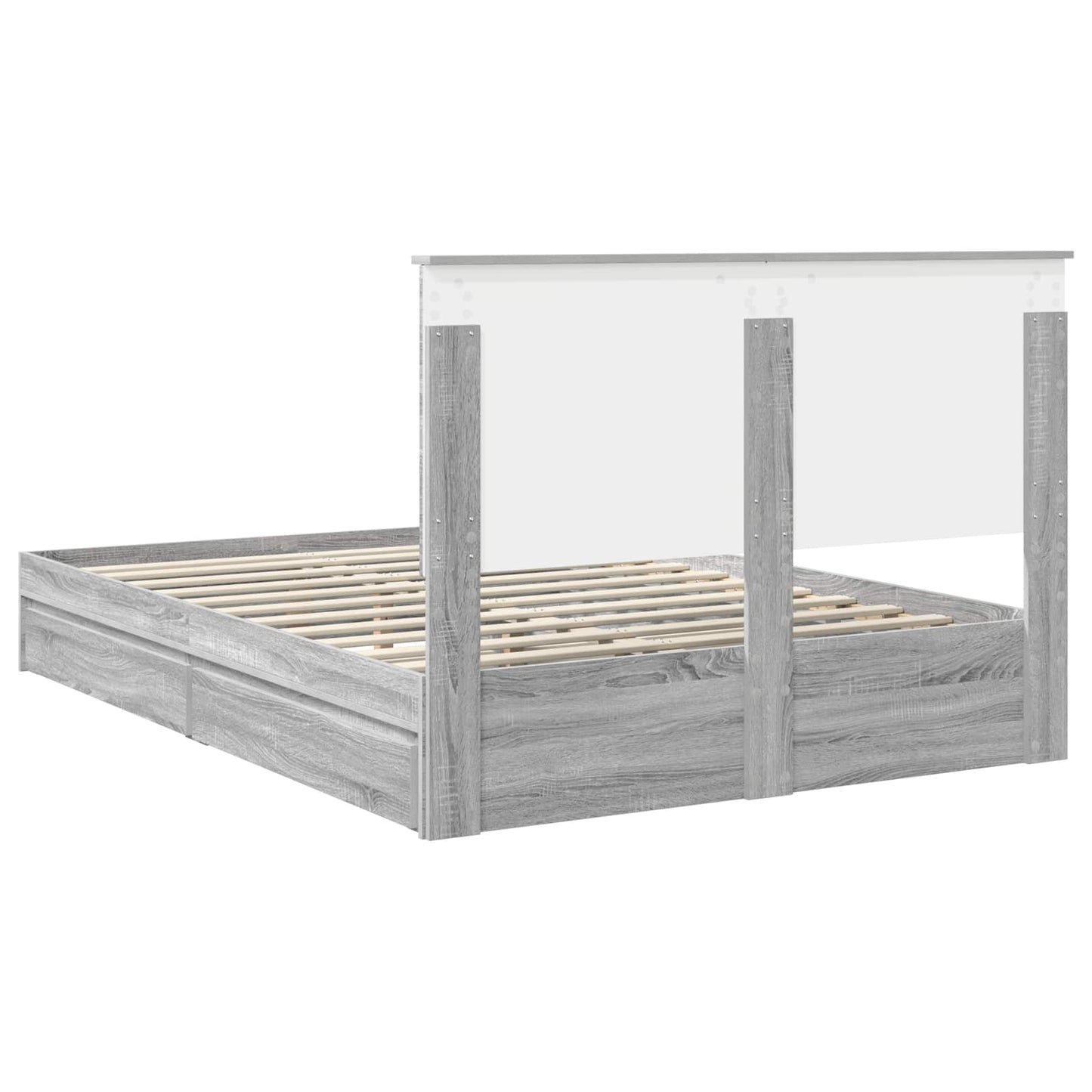 Letto con Contenitore con testiera Grigio Sonoma 140 x 200 cm | homemem39