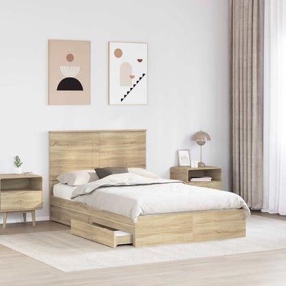 Letto con Contenitore con testiera Rovere Sonoma 135 x 190 cm | homemem39