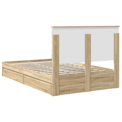 Letto con Contenitore con testiera Rovere Sonoma 135 x 190 cm | homemem39