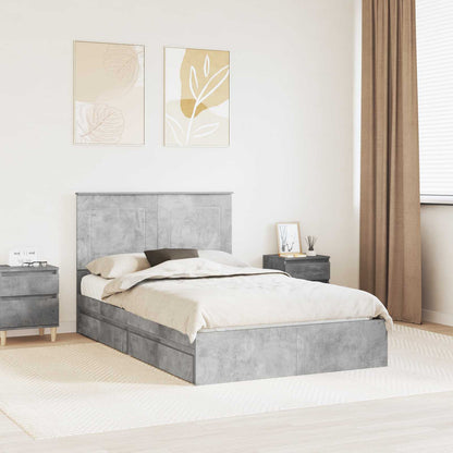 Letto con Contenitore con testiera Grigio cemento 135 x 190 cm | homemem39