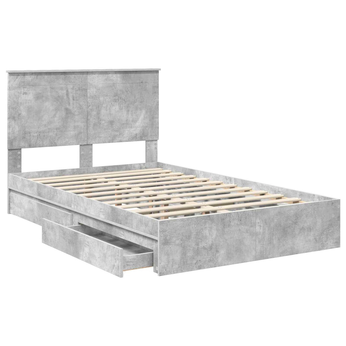 Letto con Contenitore con testiera Grigio cemento 135 x 190 cm | homemem39