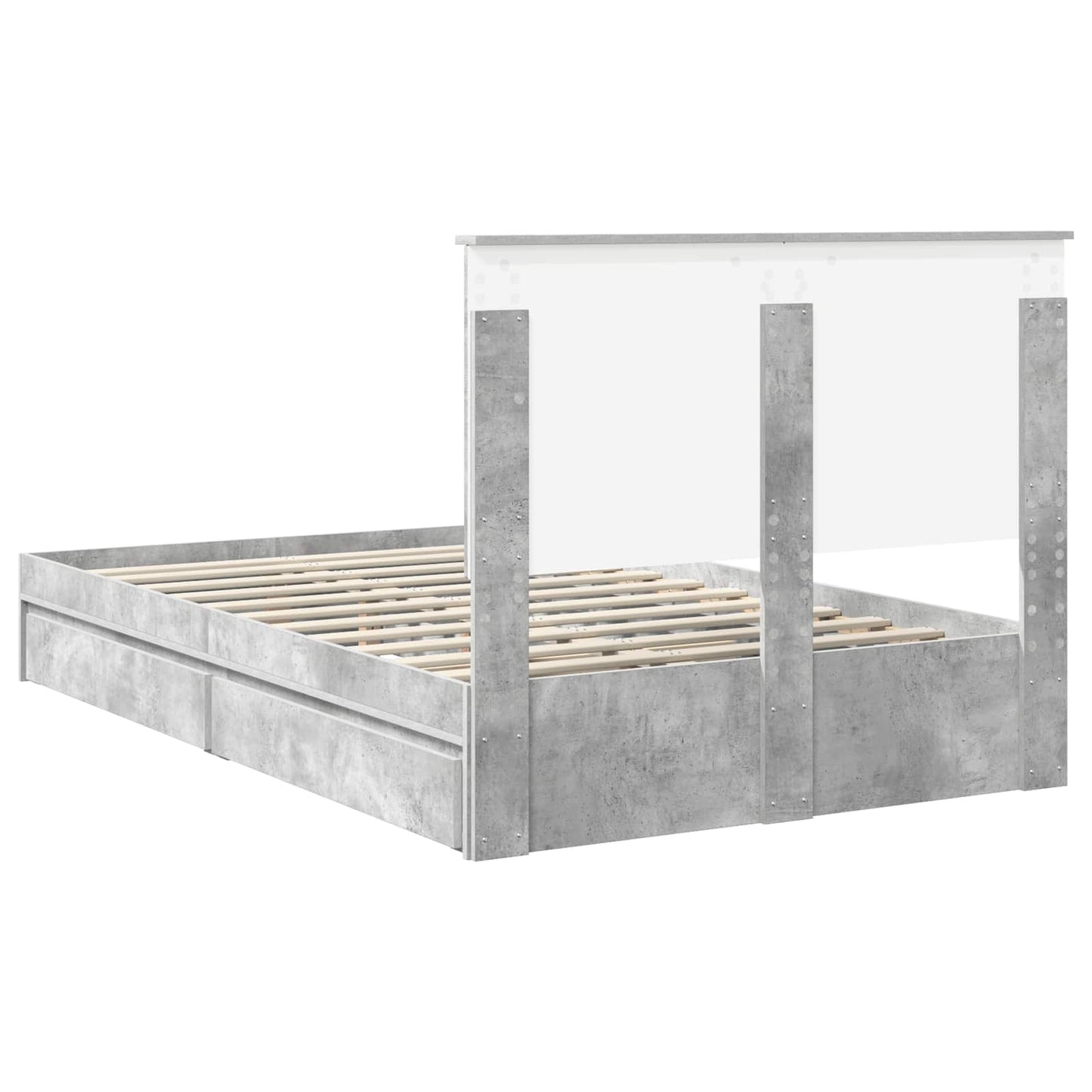 Letto con Contenitore con testiera Grigio cemento 135 x 190 cm | homemem39