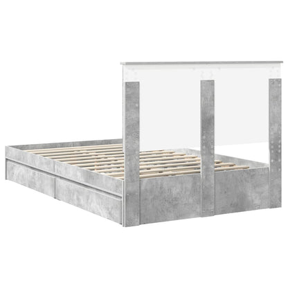 Letto con Contenitore con testiera Grigio cemento 135 x 190 cm | homemem39