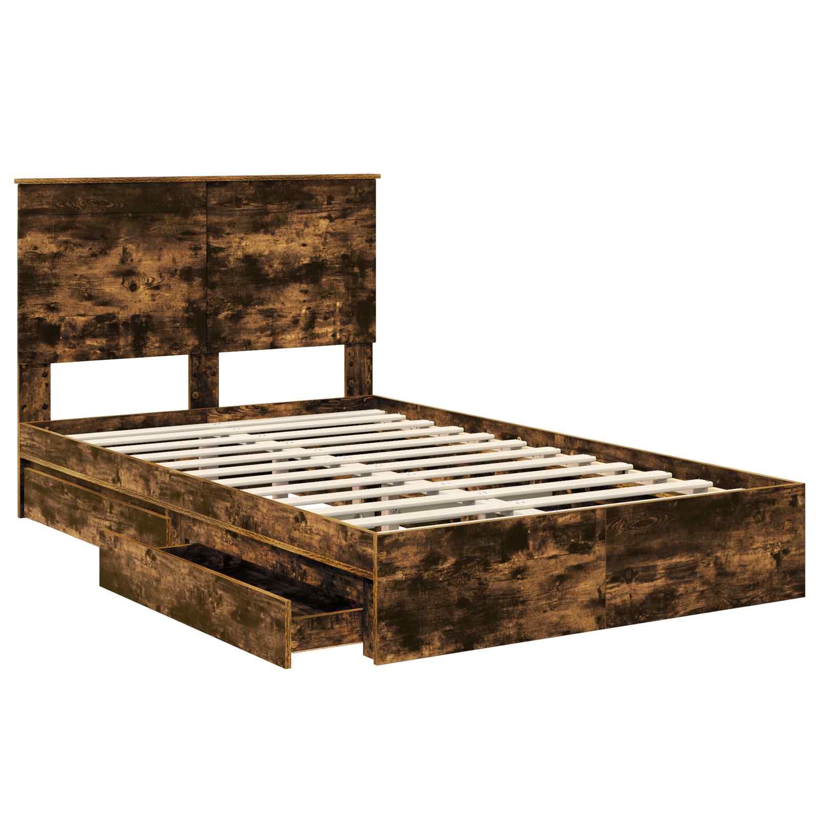 Letto con Contenitore con testiera Rovere fumé 135 x 190 cm | homemem39