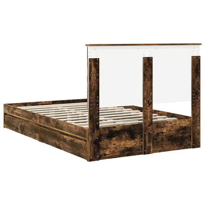 Letto con Contenitore con testiera Rovere fumé 135 x 190 cm | homemem39