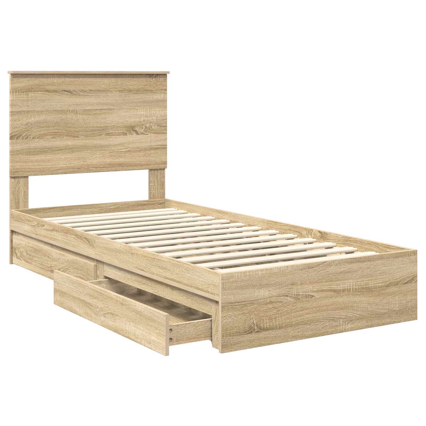 Letto con Contenitore con testiera Rovere Sonoma 100 x 200 cm | homemem39