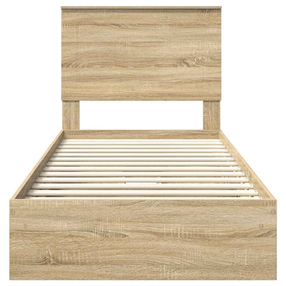 Letto con Contenitore con testiera Rovere Sonoma 100 x 200 cm | homemem39