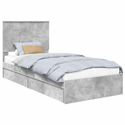 Letto con Contenitore con testiera Grigio cemento 100 x 200 cm
