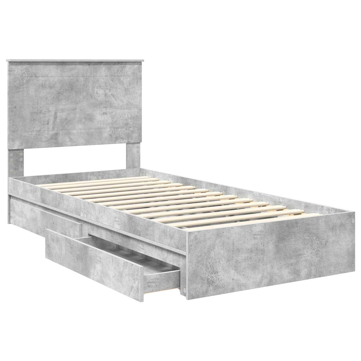 Letto con Contenitore con testiera Grigio cemento 100 x 200 cm