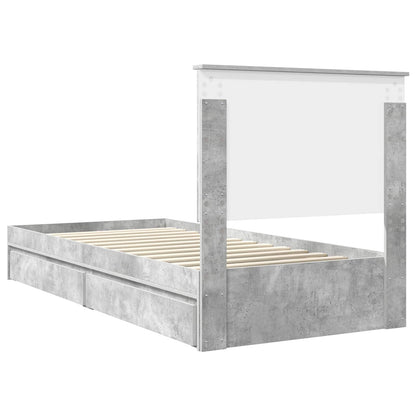 Letto con Contenitore con testiera Grigio cemento 100 x 200 cm