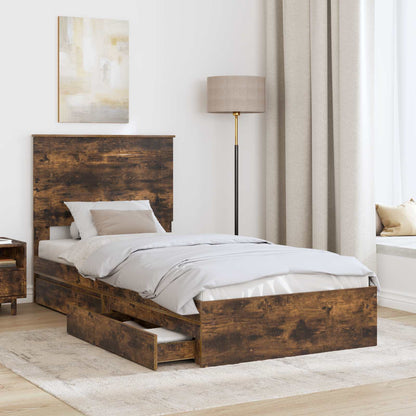 Letto con Contenitore con cassetto Rovere fumé 100 x 200 cm | homemem39