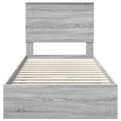 Letto con Contenitore con testiera Grigio Sonoma 100 x 200 cm | homemem39