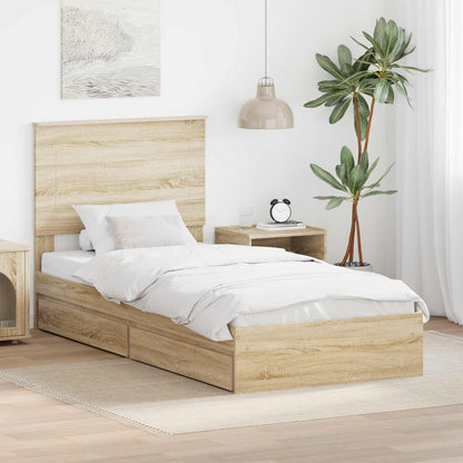 Letto con Contenitore con testiera Rovere Sonoma 90 x 190 cm | homemem39