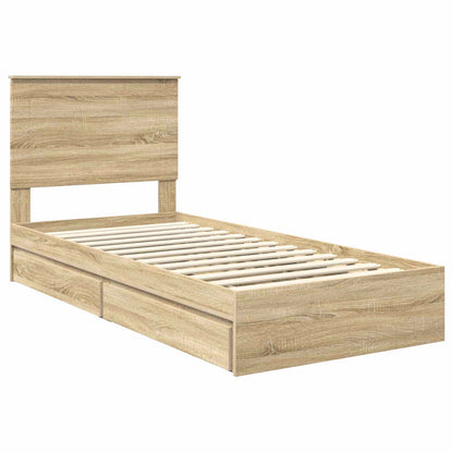 Letto con Contenitore con testiera Rovere Sonoma 90 x 190 cm | homemem39