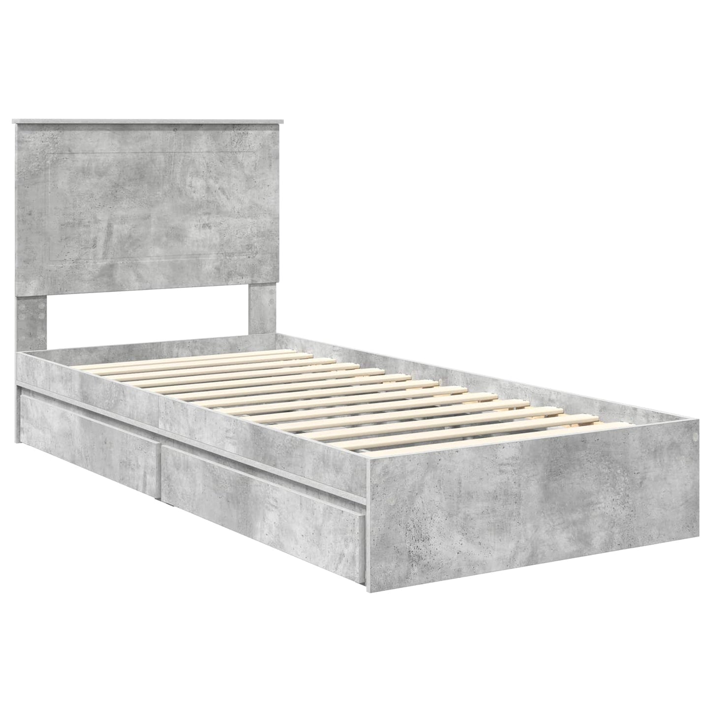 Letto con Contenitore con testiera Grigio cemento 90 x 190 cm | homemem39