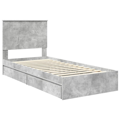 Letto con Contenitore con testiera Grigio cemento 90 x 190 cm | homemem39