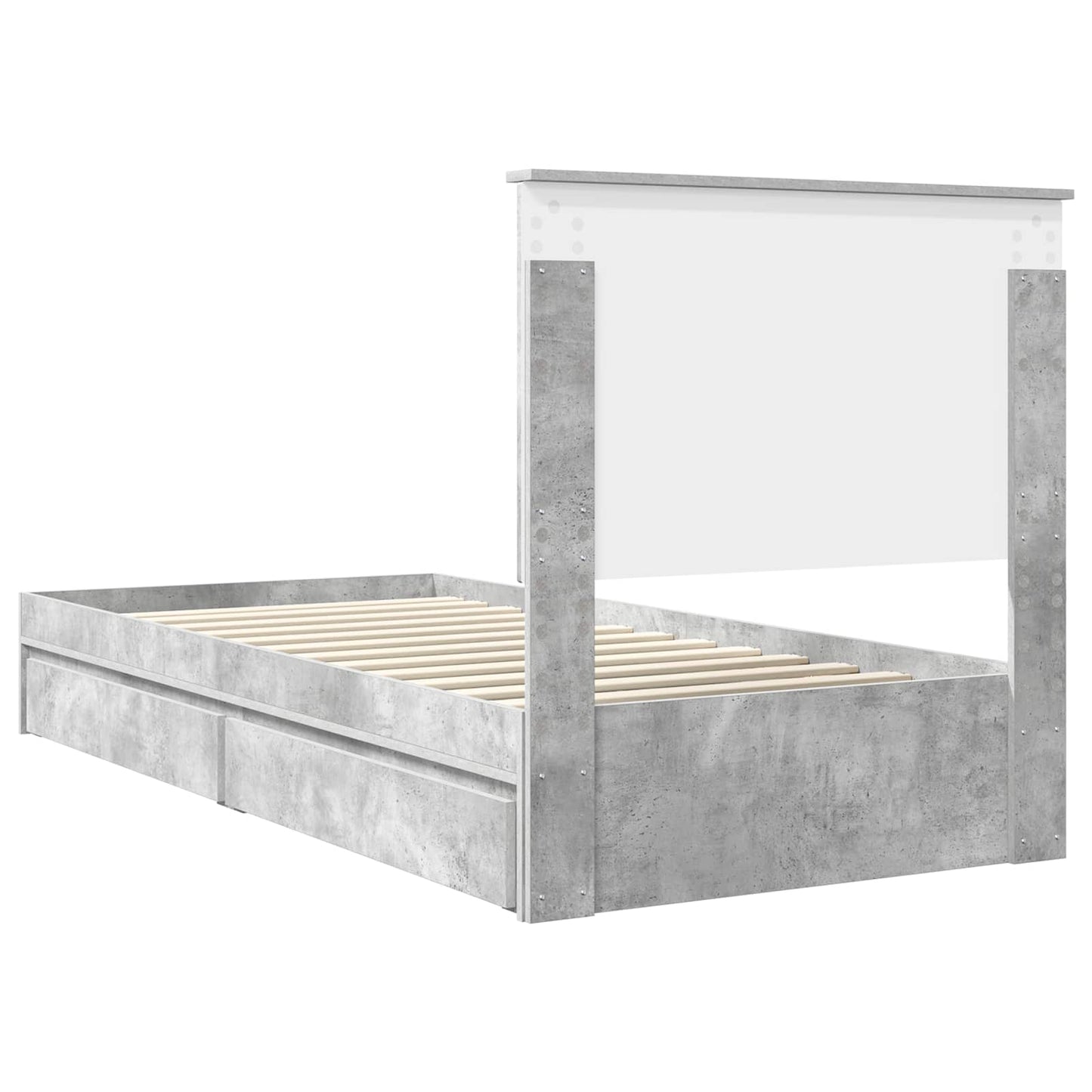 Letto con Contenitore con testiera Grigio cemento 90 x 190 cm | homemem39