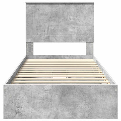 Letto con Contenitore con testiera Grigio cemento 90 x 190 cm | homemem39