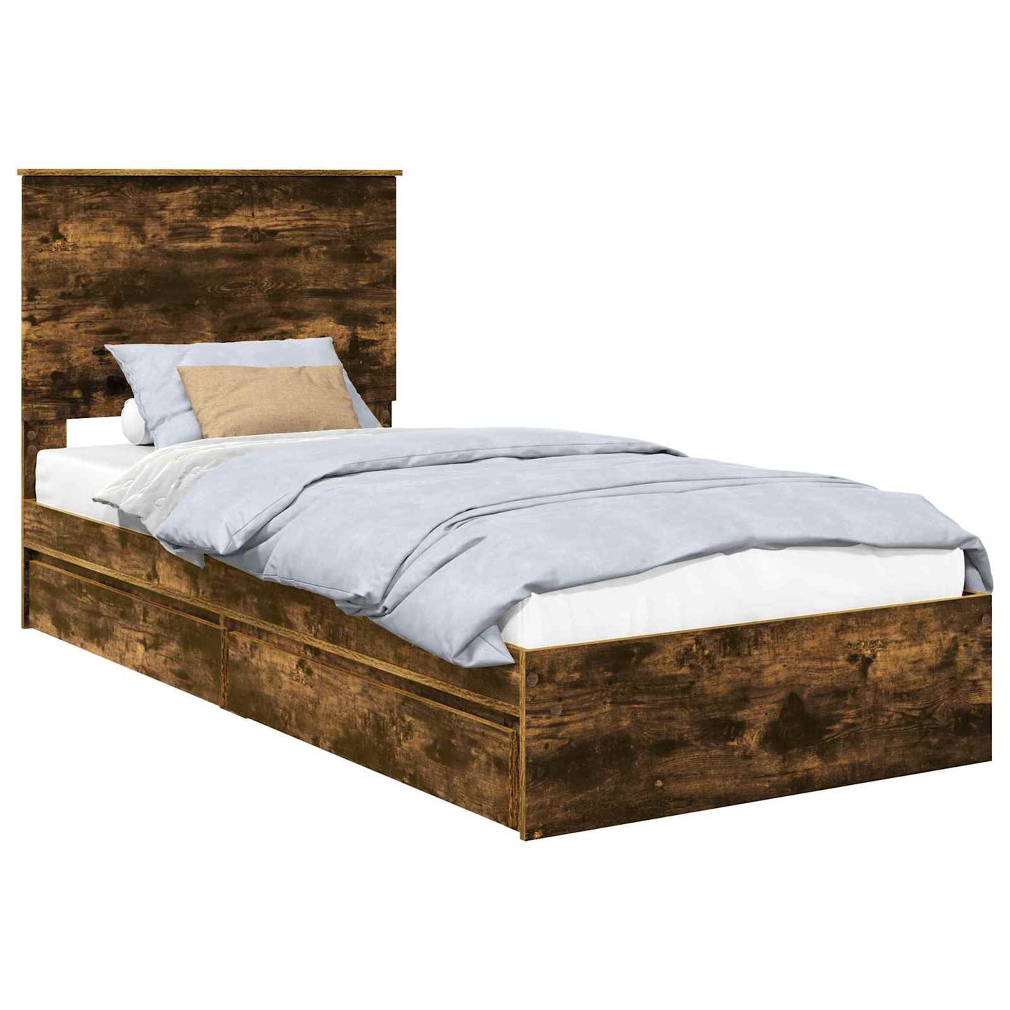 Letto con Contenitore Rovere fumé 90 x 190 cm Legno multistrato | homemem39
