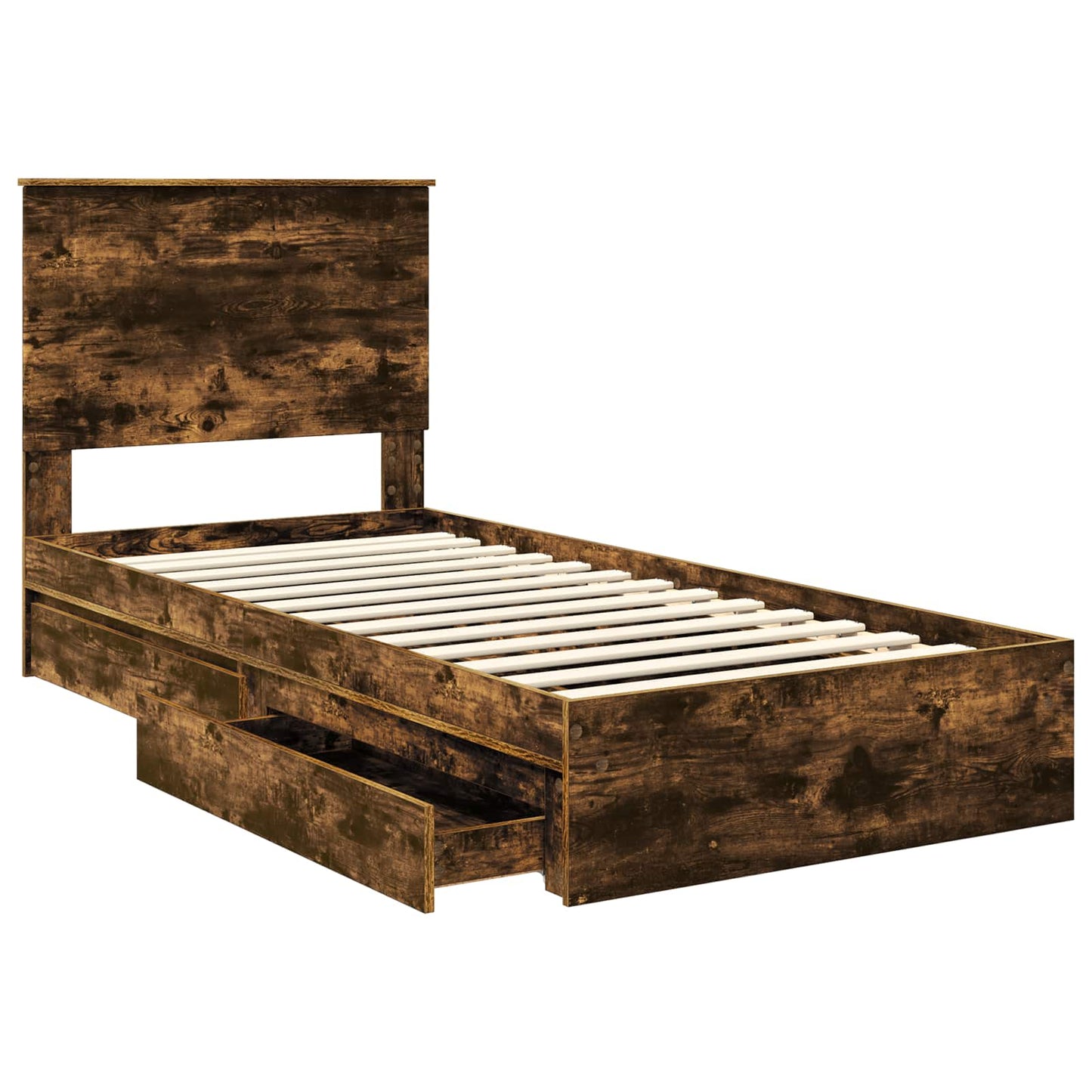 Letto con Contenitore Rovere fumé 90 x 190 cm Legno multistrato | homemem39