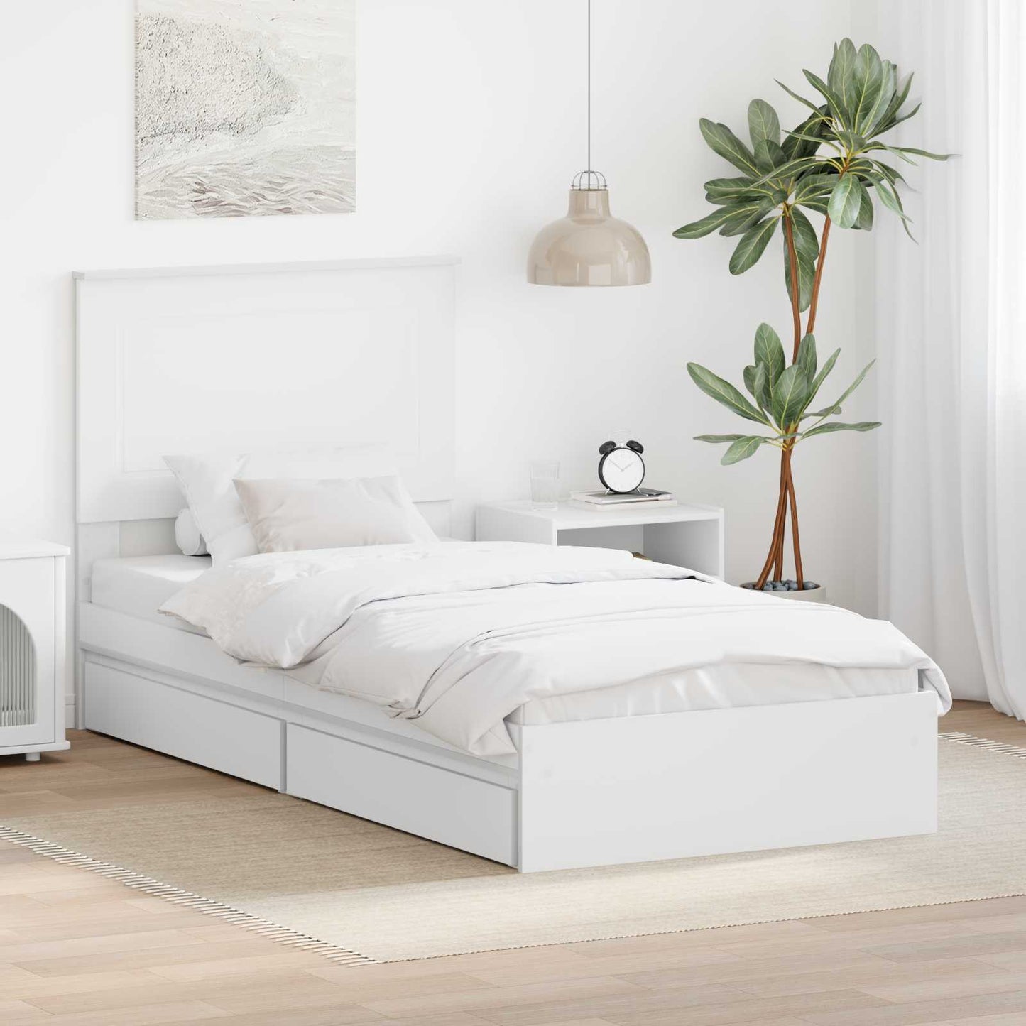 Letto con Contenitore Bianco 90 x 200 cm Legno multistrato | homemem39