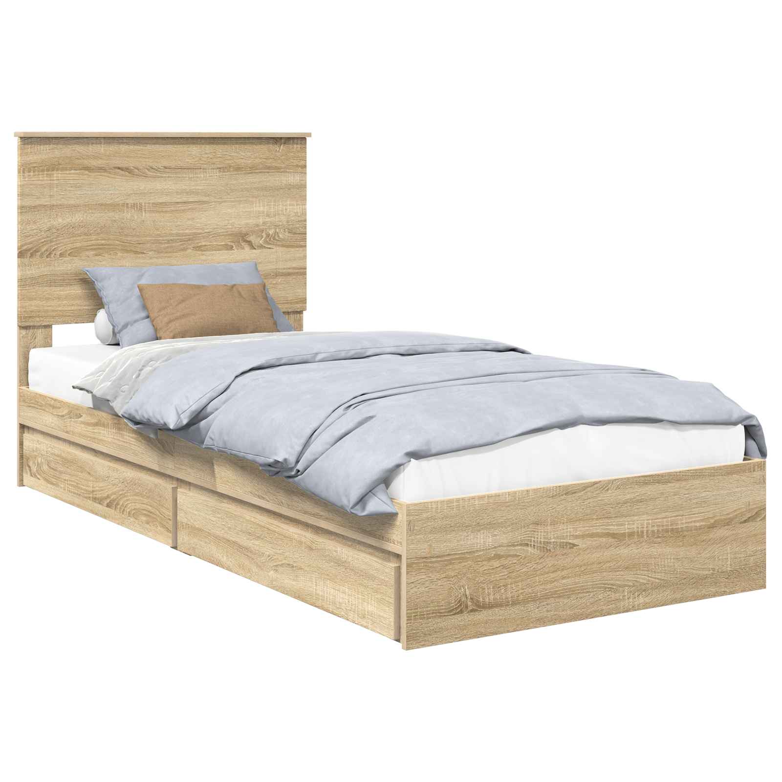 Letto con Contenitore con testiera Rovere Sonoma 90 x 200 cm | homemem39