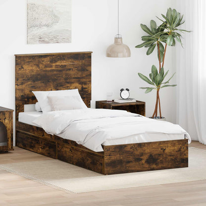 Letto con Contenitore Rovere fumé 90 x 200 cm Legno multistrato | homemem39