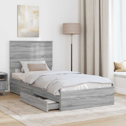 Letto con Contenitore con testiera Grigio Sonoma 90 x 200 cm | homemem39