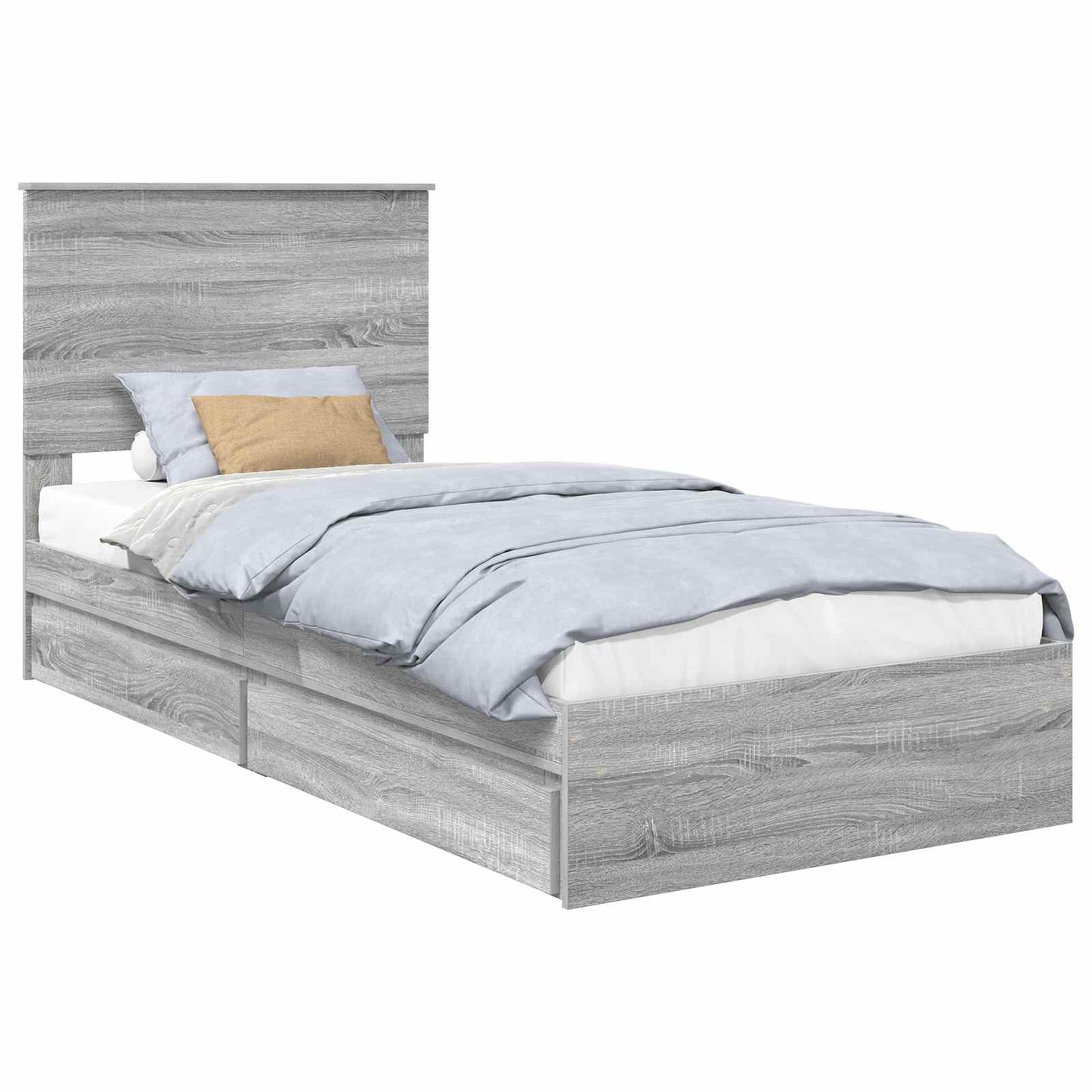 Letto con Contenitore con testiera Grigio Sonoma 90 x 200 cm | homemem39