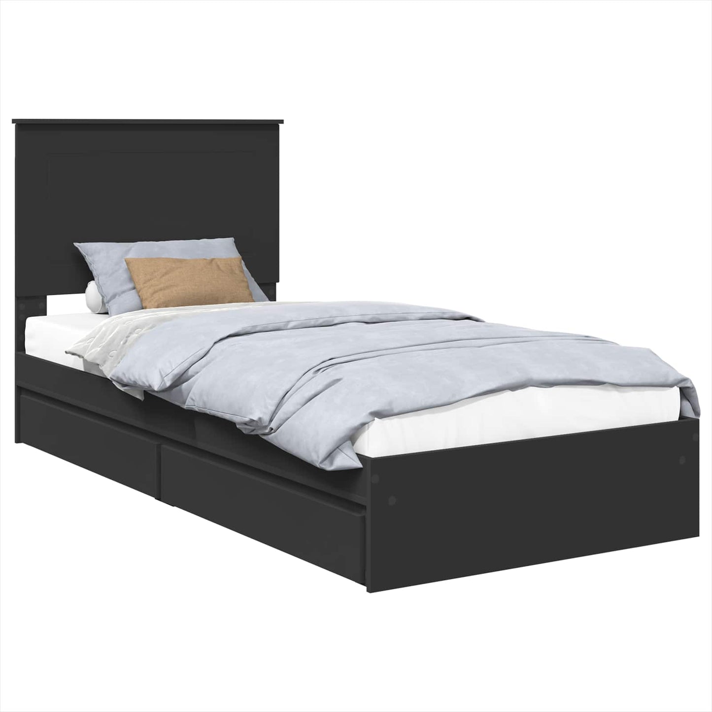 Letto con Contenitore Nero 75 x 190 cm Legno multistrato | homemem39