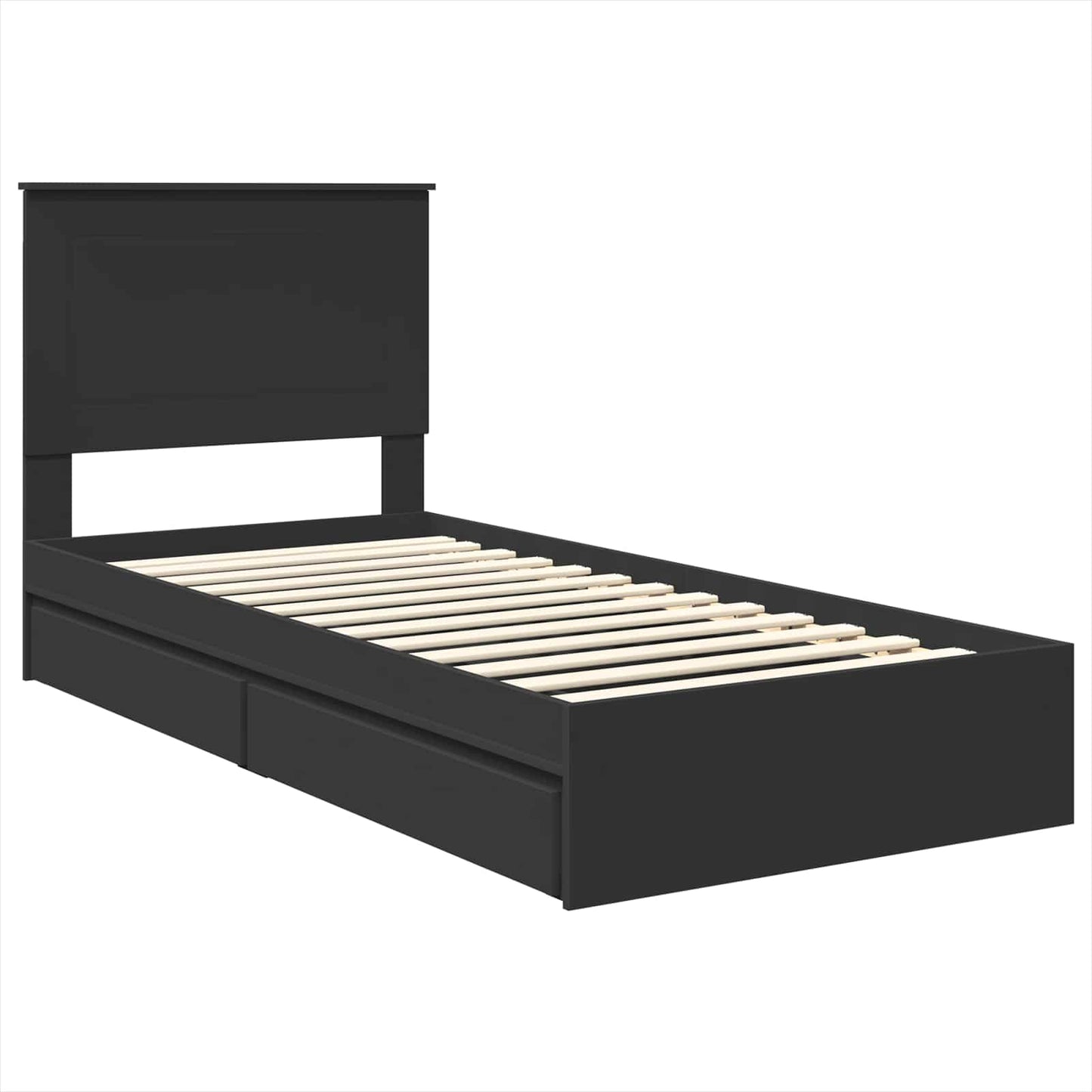 Letto con Contenitore Nero 75 x 190 cm Legno multistrato | homemem39