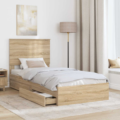 Letto con Contenitore con testiera Rovere Sonoma 75 x 190 cm | homemem39