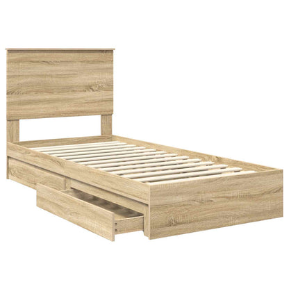 Letto con Contenitore con testiera Rovere Sonoma 75 x 190 cm | homemem39